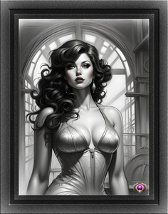 Aurellia Retro Age Pin Up Girl Stunning Portrait Illustraion AI Concept Art by Xzendor7