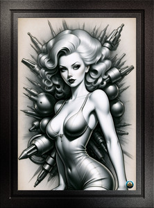 Barbenheimer Retro Fusion Atomic Mayhem Stunning Pin Up AI Concept Art by Xzendor7