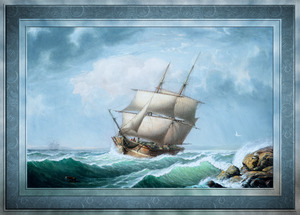 Brig Off the Maine Coast by Fitz Hugh Lane Classical Marine Fine Art Xzendor7 Old Masters Reproductions