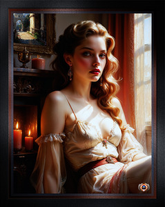 Elegant Victorian Woman By Candlelight At Sunset Mesmerizing AI Concept Art by Xzendor7