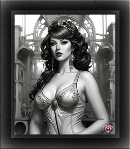 Carina Retro Age Pin Up Girl Stunning Portrait Illustraion AI Concept Art by Xzendor7
