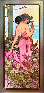 Carnation Art Nouveau Portrait by Alphonse Mucha Vintage Old Masters Art Nouveau Reproduction
