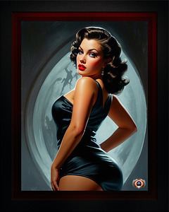 Caught By Surprise Captivating AI Concept Art Pin Up Girl Pulp Fiction Portrait by Xzendor7