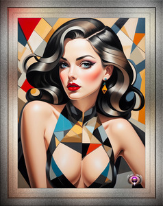 Caught In The Angles Cubism Captivating Portrait AI Concept Art by Xzendor7