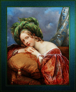 Dame Mit Grunem Turban by Aimee Pages-Brune Classical Fine Art Xzendor7 Old Masters Reproductions