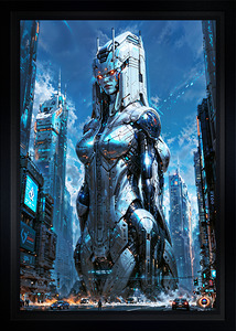 Terrorist Attack On The Debinous Cybernetic Tower Astonishing AI Concept Art by Xzendor7