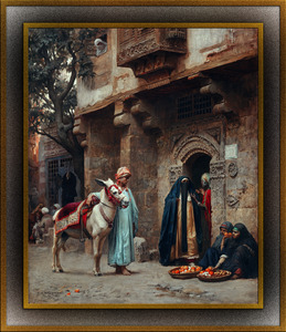 Femmes Arabes Devant Une Porte by Frederick Arthur Bridgman Remastered Xzendor7 Classical Fine Art Old Masters Reproductions