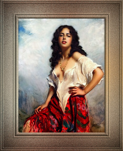 Genre Portrait Of A Young Lady by Leopold Schmutzler Remastered Xzendor7 Classical Fine Art Old Masters Reproductions