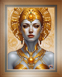 Golden Goddess Of The Sun Captivating AI Concept Art Portrait by Xzendor7