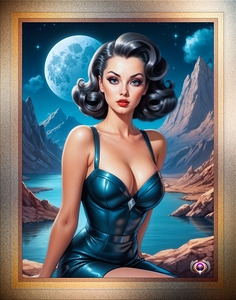 Im On Vacation Mesmerizing AI Concept Portrait Pin Up Art by Xzendor7