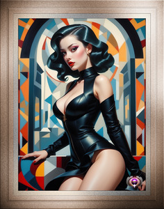 Master Of The Angles Pin Up Girl Captivating Portrait AI Concept Art by Xzendor7