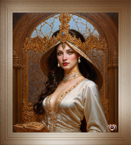 Medieval Portrait Of Lady Lancer Wearing A Golden Crown Captivating AI Concept Art by Xzendor7