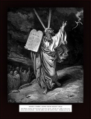 Moses Comes Down from Mount Sinai by Engraving by H. Pisan Old Masters Classical Art Reproduction