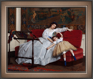 Mother with her Young Daughter by Gustave Leonard de Jonghe Remastered Xzendor7 Classical Fine Art Old Masters Reproductions