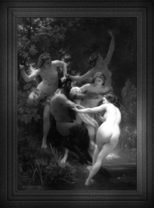 Nymphs and Satyr by William-Adolphe Bouguereau Black and White Xzendor7 Old Masters Art Reproductions