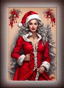 Platinum Blonde Christmas Pin Up Helper AI Concept Art by Xzendor7