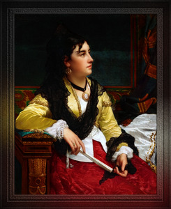 Portrait Of A Noblewoman Holding A Fan by Jan Frederik Pieter Portielje Classical Fine Art Xzendor7 Old Masters Reproductions