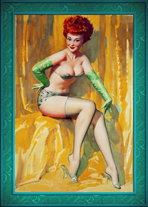 Redhead In A Green Bikini by Bill Medcalf Remastered Vintage Retro Xzendor7 Art Reproductions