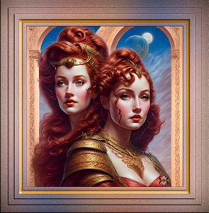The Sisters Red AI Digital Artwork by Xzendor7