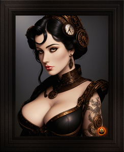 Retro Grand Mistress Of Steampunk Fashion Alluring Fantasy AI Concept Art by Xzendor7