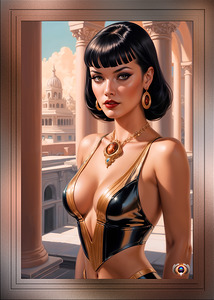 She Sees Her Target Mesmerizing AI Concept Art Retro Fusion Pin Up Portrait by Xzendor7