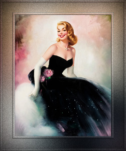 Star Lit Glamour Girl by Edward Runci Vintage Illustration Xzendor7 Art Reproductions