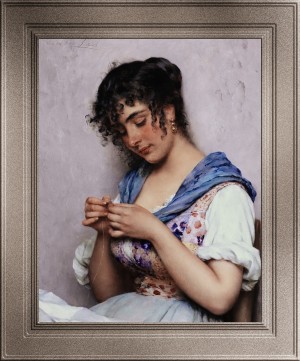 The Italian Seamstress  by Eugene de Blaas Classical Art Old Masters Reproduction