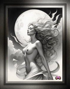 The Alluring Passion Of A Harvest Moon Captivating Portrait AI Concept Art by Xzendor7