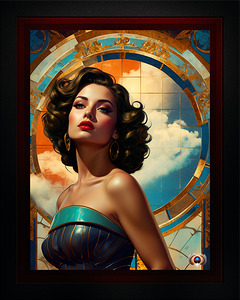 The Clouds Define Her Captivating AI Concept Pulp Fiction Retro Art Portrait by Xzendor7