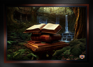 Enchanted Mystical Books In The Mylian Forest Captivating AI Concept Art by Xzendor7