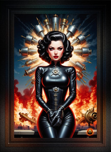 The Industrial Atomic Age Barbenheimer Retro Fusion Pin Up Captivating AI Poster Art Creation by Xzendor7