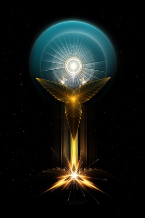 The Light Of Hope On Golden Wings Fractal Art