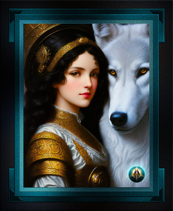 The Love Between A Girl And Her White Wolf Enchanting Portrait AI Concept Art by Xzendor7