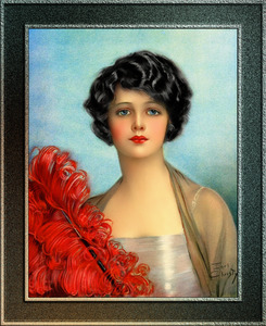 The Red Feather by Earl Christy Vintage Wall Decor Xzendor7 Old Masters Art Reproductions
