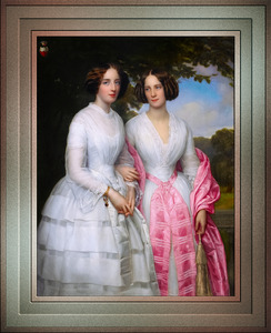 The Reventlow Sisters by August Schiott Remastered Xzendor7 Classical Fine Art Old Masters Reproductions