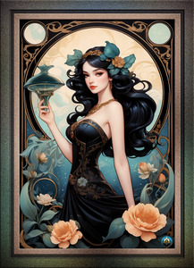 The Splendor Of A Garden Moon Pop Surrealism Anime Girl Enchanting Illustration AI Concept Art by Xzendor7