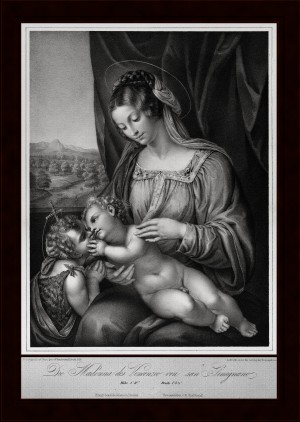 The Virgin and ChildWith Infant Saint John the Baptist by Engraver Franz Hanfstangl Old Masters Classical Art Reproduction