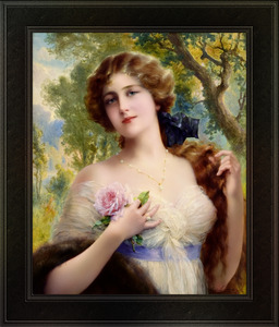 The Young Lady With A Rose by Emile Vernon Vintage Fine Art Xzendor7 Old Masters Reproductions