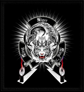 White Tiger King Tiger Art Emblem BlkBgnd by Xzendor7