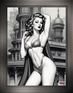 Tranya Of The Retro Age Of Pin Up Girl Poster Art AI Concept Creation Portrait by Xzendor7