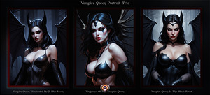 Vampire Queen Portrait Trio Mesmeriing AI Concept Art by Xzendor7
