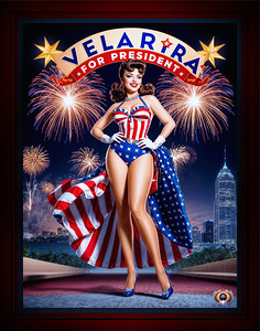 Velarira For President Patriotic Pinup Campaign Poster Alluring AI Concept Art by Xzendor7