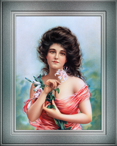 Woman with Lily by Louis Prang Remastered Vintage Retro Xzendor7 Art Reproductions