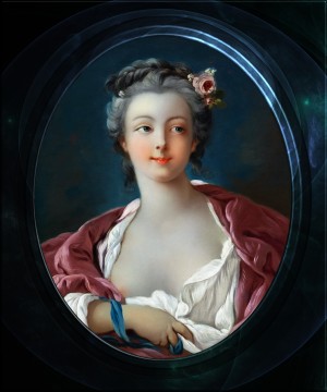 Young Woman with Flowers in Her Hair by Francois Boucher Old Masters Classical Fine Art Portrait Reproduction