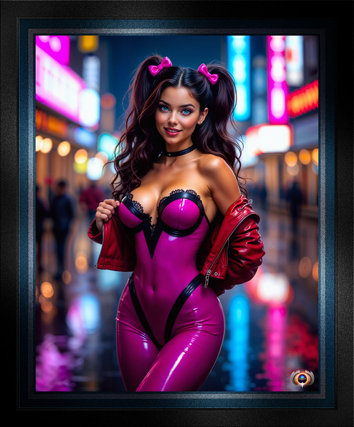 Shes Definitely Not Shy Aylia Stefinwald Nightlife Glamour Captivating AI Concept Art by Xzendor7 Print