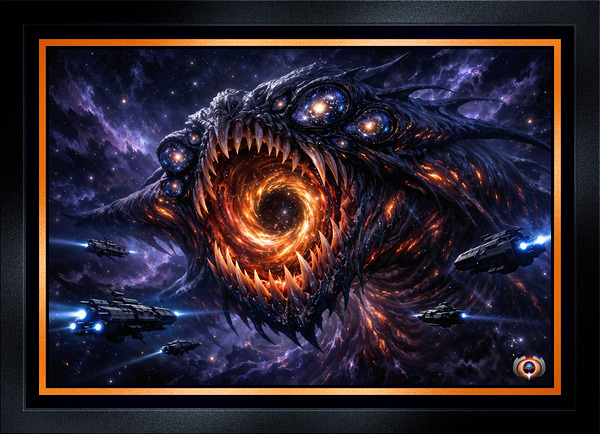 Cosmic Predator Krythos Voren Devourer Of Black Holes Horrific AI Concept Art by Xzendor7 Print
