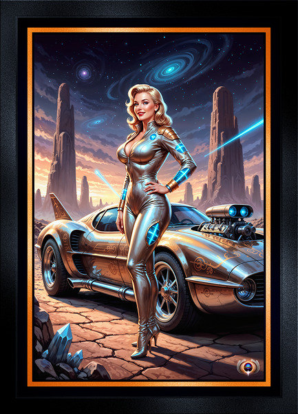 Retro-Futuristic Portrait Of Suralia Valdis By Telivus Cruiser Striking AI Concept Art by Xzendor7 Print