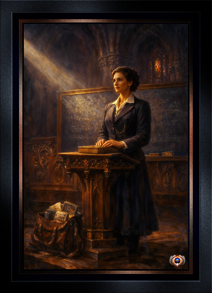 Portrait Of The Brilliant Mathematician Eleonore de Valois Introspective Portrait AI Concept Art by Xzendor7 Print