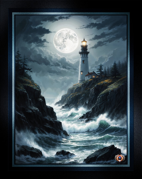 The Sentinel Of The Coast Amidst Moonlit Stormy Seas Engrossing AI Concept Art by Xzendor7 by xzendor7