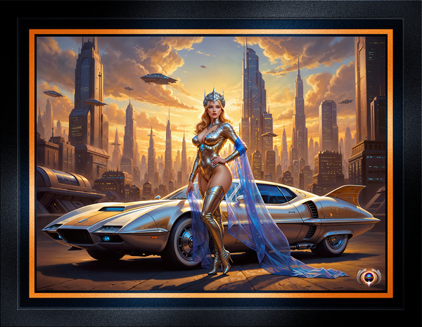 Fusion Beauty Liora Vossfeldt Amidst Deblian Metropolis Stunning AI Concept Art by Xzendor7 Print